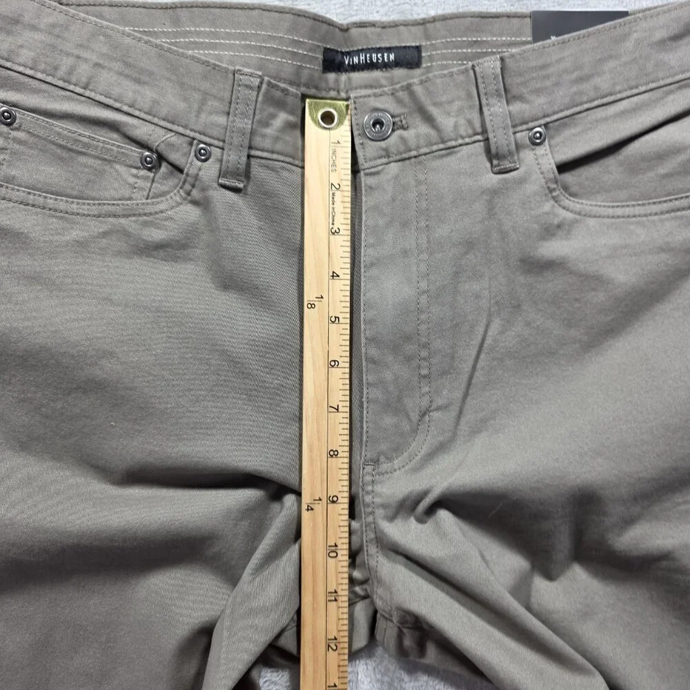 Van Heusen Flex Waistband Dress Pants Mens 34x34 Olive Straight Fit Non-Iron